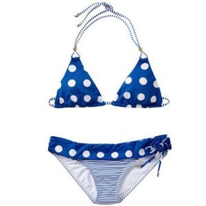 Old Navy blue & white polka dot nautical bikini
